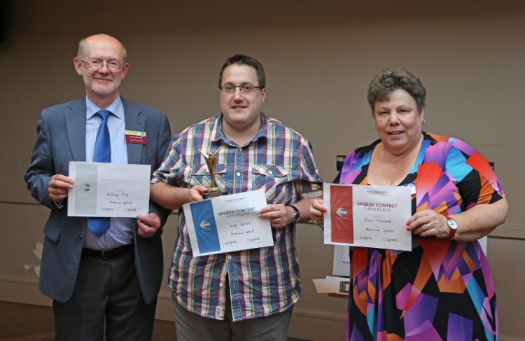 Toastmasters International | Doncaster Speakers |Humorous winners Andy Nicholls Anthony Day Jean Stewart