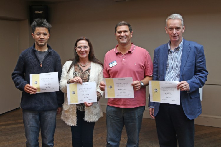 Toastmasters International | Doncaster Speakers | TT participants Trevor Hatib Tony Bairstow Pauline Westrop Andrew Miller