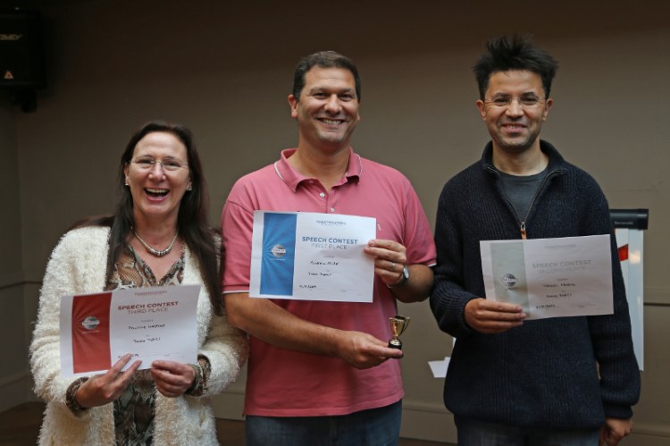 Doncaster Speakers | Toastmasters International | TT winners Andrew Miller Trevor Hatib Pauline Westrop