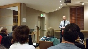 Sean delivering his prepared speech